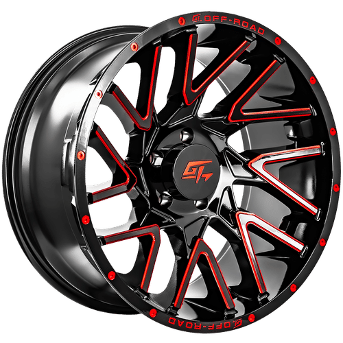 GT OFFROAD Aggression Gloss Black Milled Red roue
