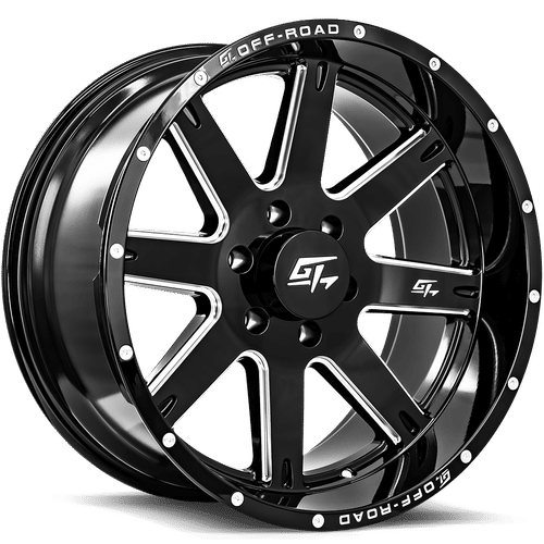 GT OFFROAD Invasion Gloss Black Milled wheel